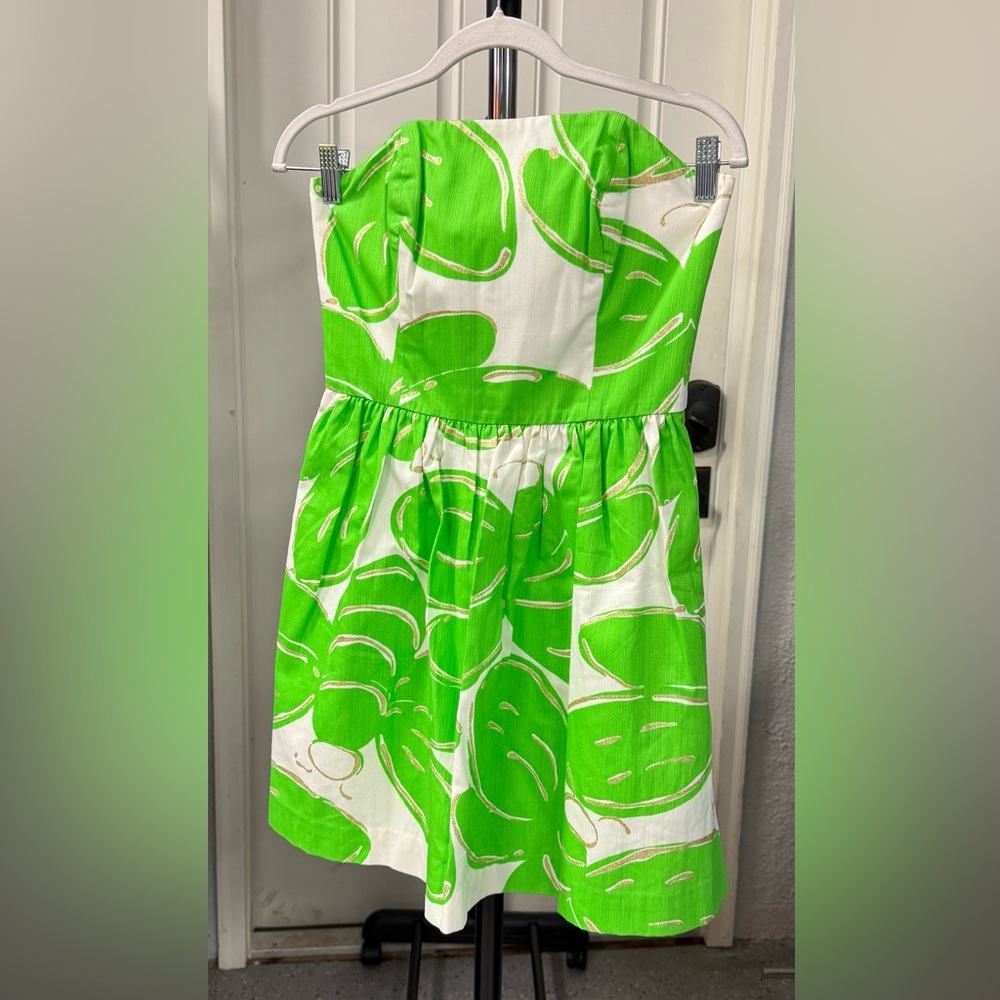 Lilly Pulitzer Green and White Leaf Print Dress